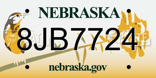 8JB7724 Nebraska License Plate