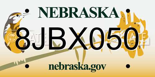 8JBX050 Nebraska License Plate