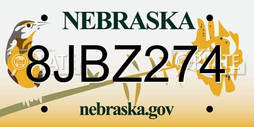 8JBZ274 Nebraska License Plate