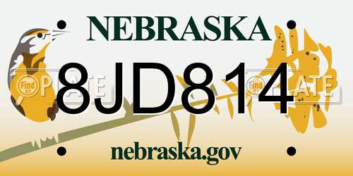 8JD814 Nebraska License Plate