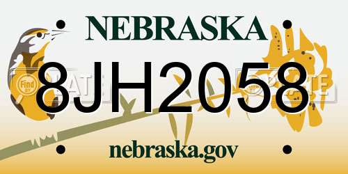 8JH2058 Nebraska License Plate