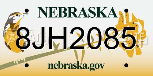 8JH2085 Nebraska License Plate