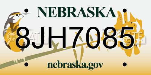 8JH7085 Nebraska License Plate