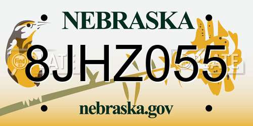 8JHZ055 Nebraska License Plate