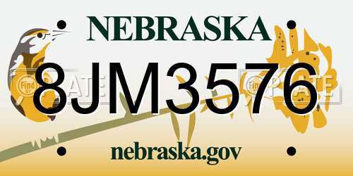 8JM3576 Nebraska License Plate
