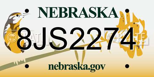 8JS2274 Nebraska License Plate