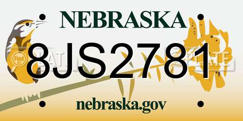 8JS2781 Nebraska License Plate