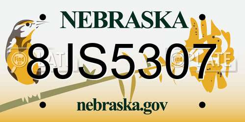 8JS5307 Nebraska License Plate