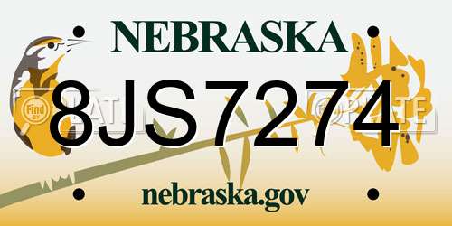 8JS7274 Nebraska License Plate