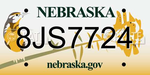 8JS7724 Nebraska License Plate