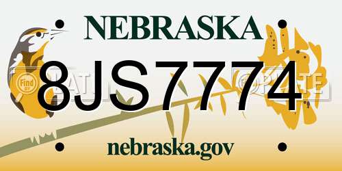 8JS7774 Nebraska License Plate