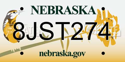 8JST274 Nebraska License Plate