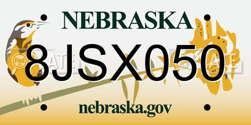 8JSX050 Nebraska License Plate
