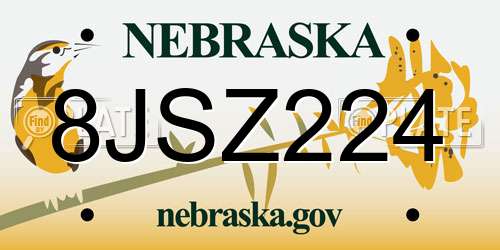 8JSZ224 Nebraska License Plate