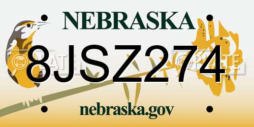 8JSZ274 Nebraska License Plate