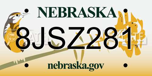 8JSZ281 Nebraska License Plate