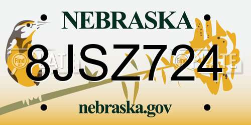8JSZ724 Nebraska License Plate