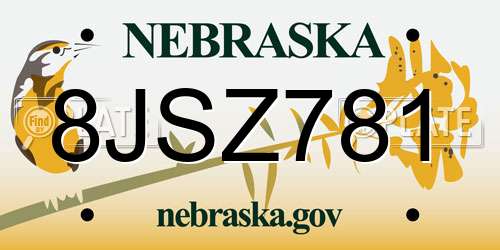 8JSZ781 Nebraska License Plate