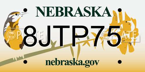 8JTP75 Nebraska License Plate