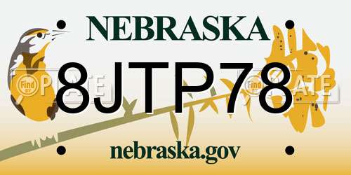 8JTP78 Nebraska License Plate