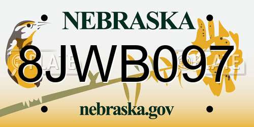 8JWB097 Nebraska License Plate