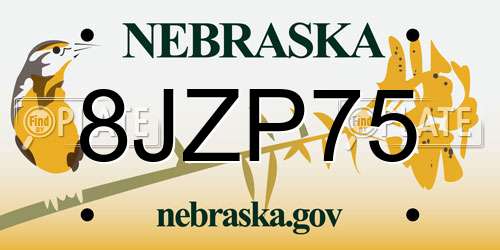 8JZP75 Nebraska License Plate