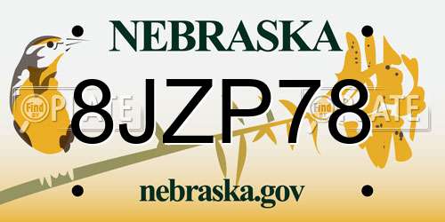 8JZP78 Nebraska License Plate