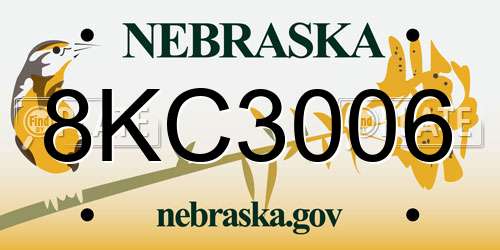 8KC3006 Nebraska License Plate