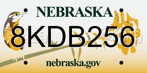 8KDB256 Nebraska License Plate