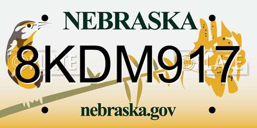 8KDM917 Nebraska License Plate