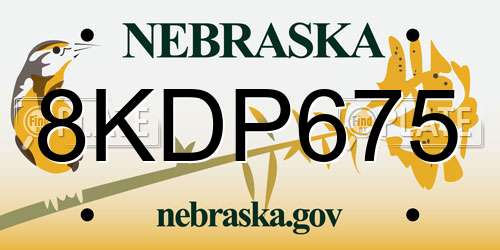 8KDP675 Nebraska License Plate