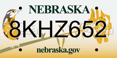 8KHZ652 Nebraska License Plate