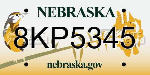 8KP5345 Nebraska License Plate