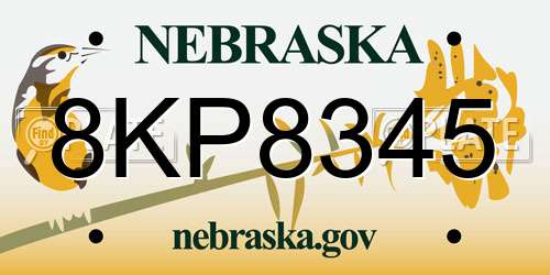 8KP8345 Nebraska License Plate