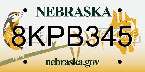 8KPB345 Nebraska License Plate