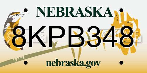 8KPB348 Nebraska License Plate