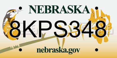 8KPS348 Nebraska License Plate