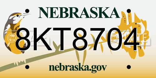 8KT8704 Nebraska License Plate