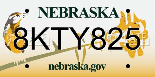 8KTY825 Nebraska License Plate