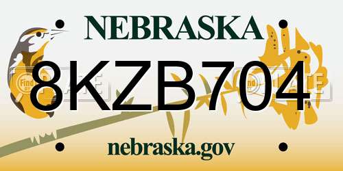8KZB704 Nebraska License Plate