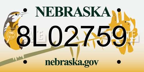 8L02759 Nebraska License Plate