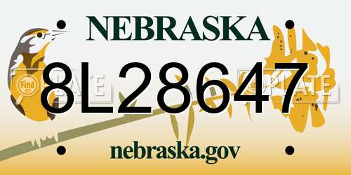 8L28647 Nebraska License Plate