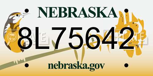 8L75642 Nebraska License Plate