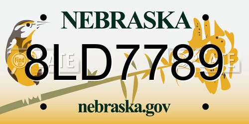 8LD7789 Nebraska License Plate