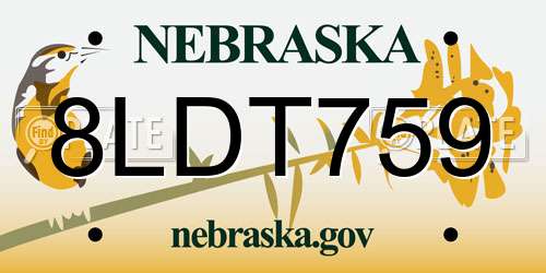 8LDT759 Nebraska License Plate