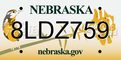 8LDZ759 Nebraska License Plate