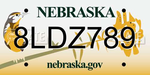 8LDZ789 Nebraska License Plate