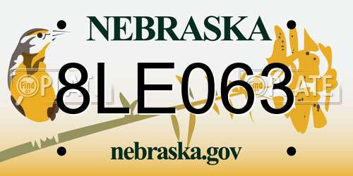 8LE063 Nebraska License Plate