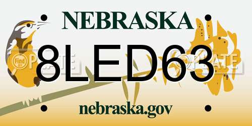 8LED63 Nebraska License Plate