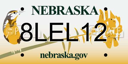 8LEL12 Nebraska License Plate